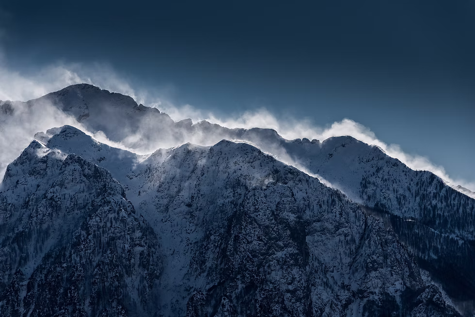 Layered mountain ridges